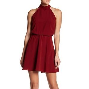 Halter Neck Burgundy Party Dress